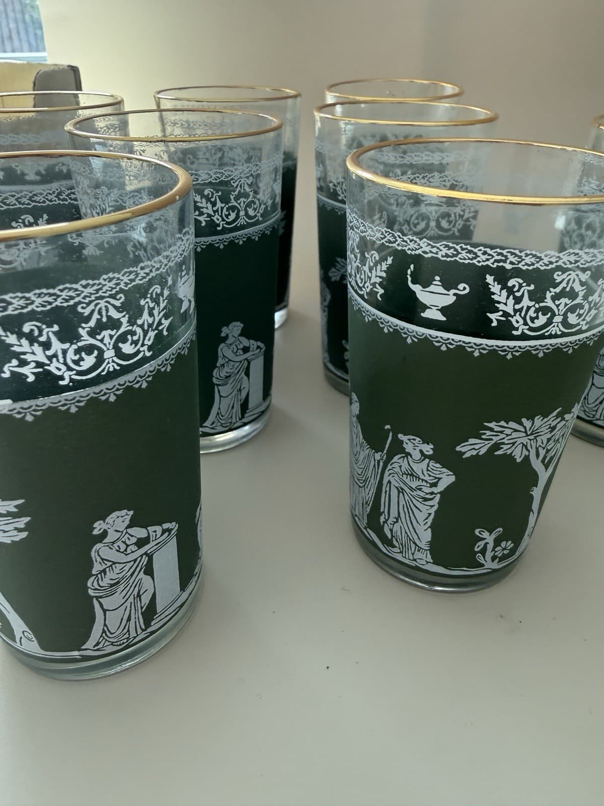 Vintage Hellenic Pattern 6 oz. Juice Glasses (Set of 8) - Thumbnail 6