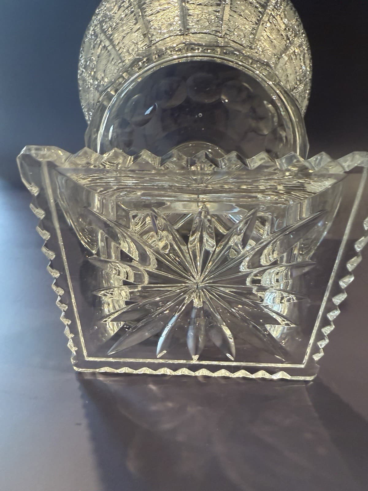 Vintage Cut Crystal Footed Vase - Thumbnail 8