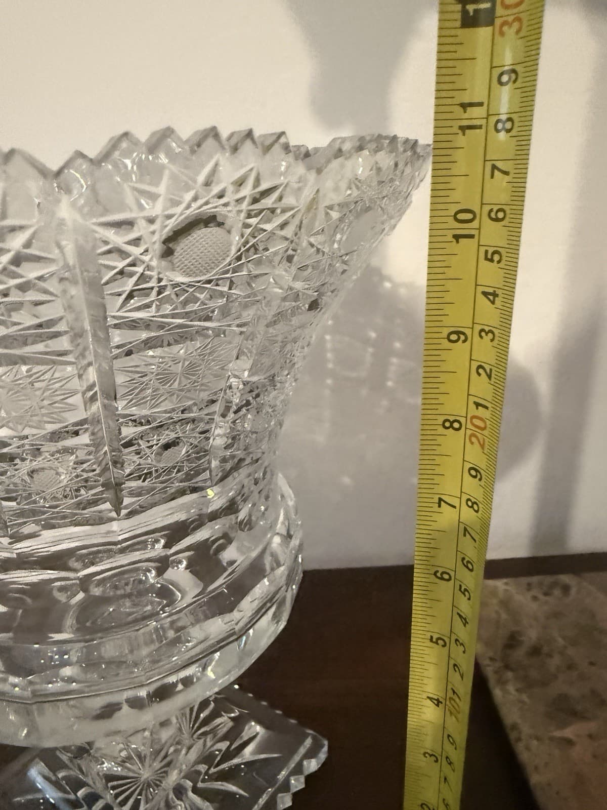 Vintage Cut Crystal Footed Vase - Thumbnail 10