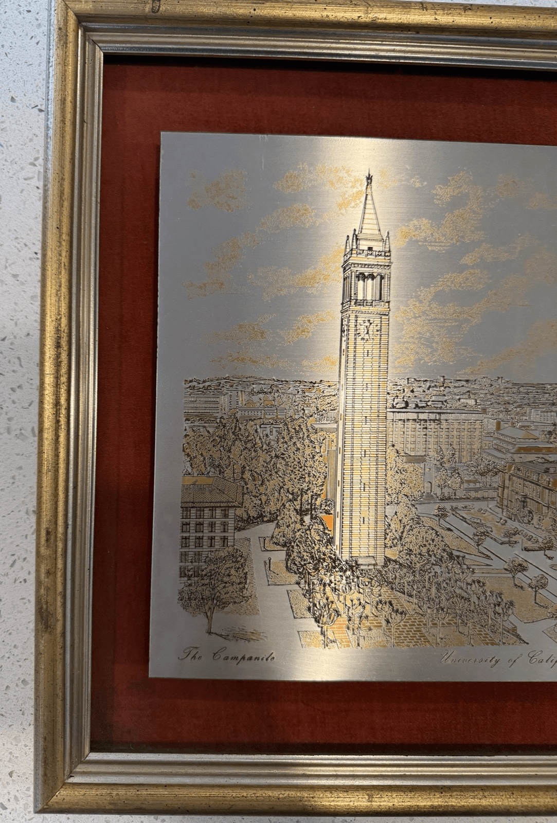 Vintage Reed & Barton Damascene Etching of UC Berkeley's Campanile - Thumbnail 2