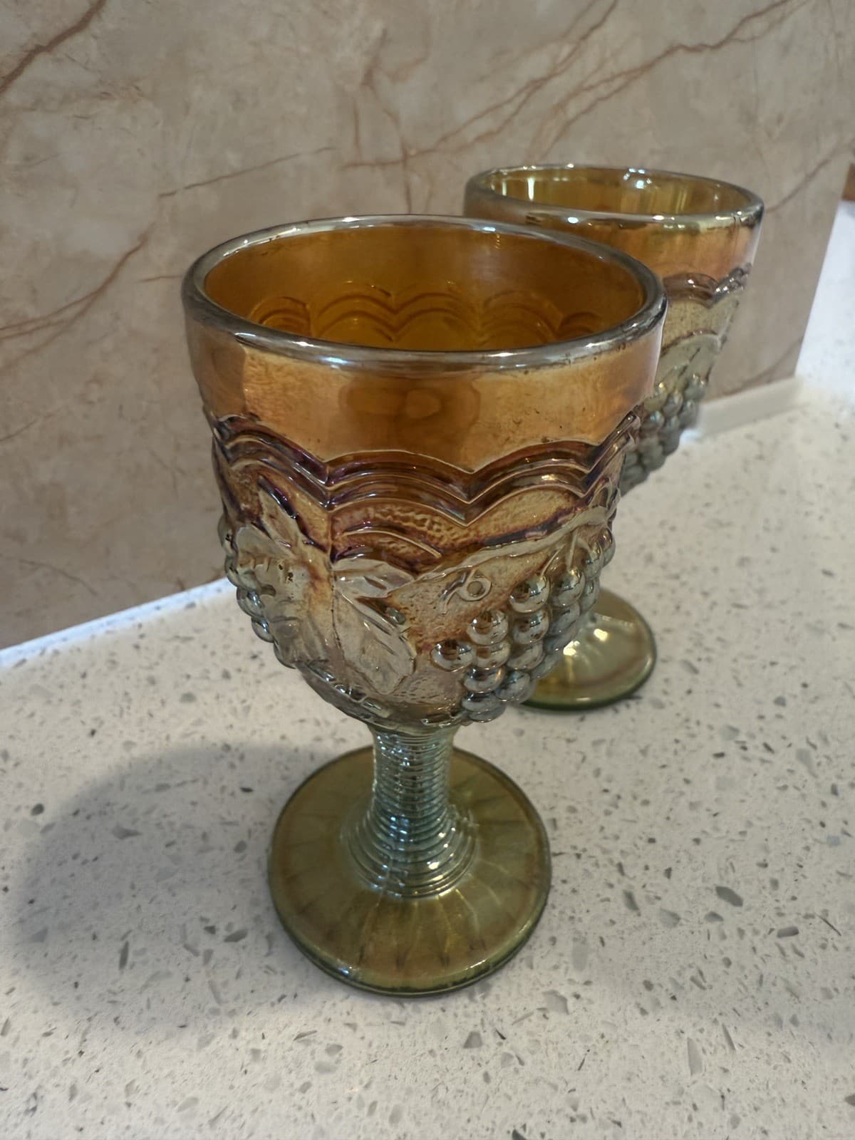 Vintage Iridescent Carnival Grape Cordial Glasses - Set of 2 - Thumbnail 4