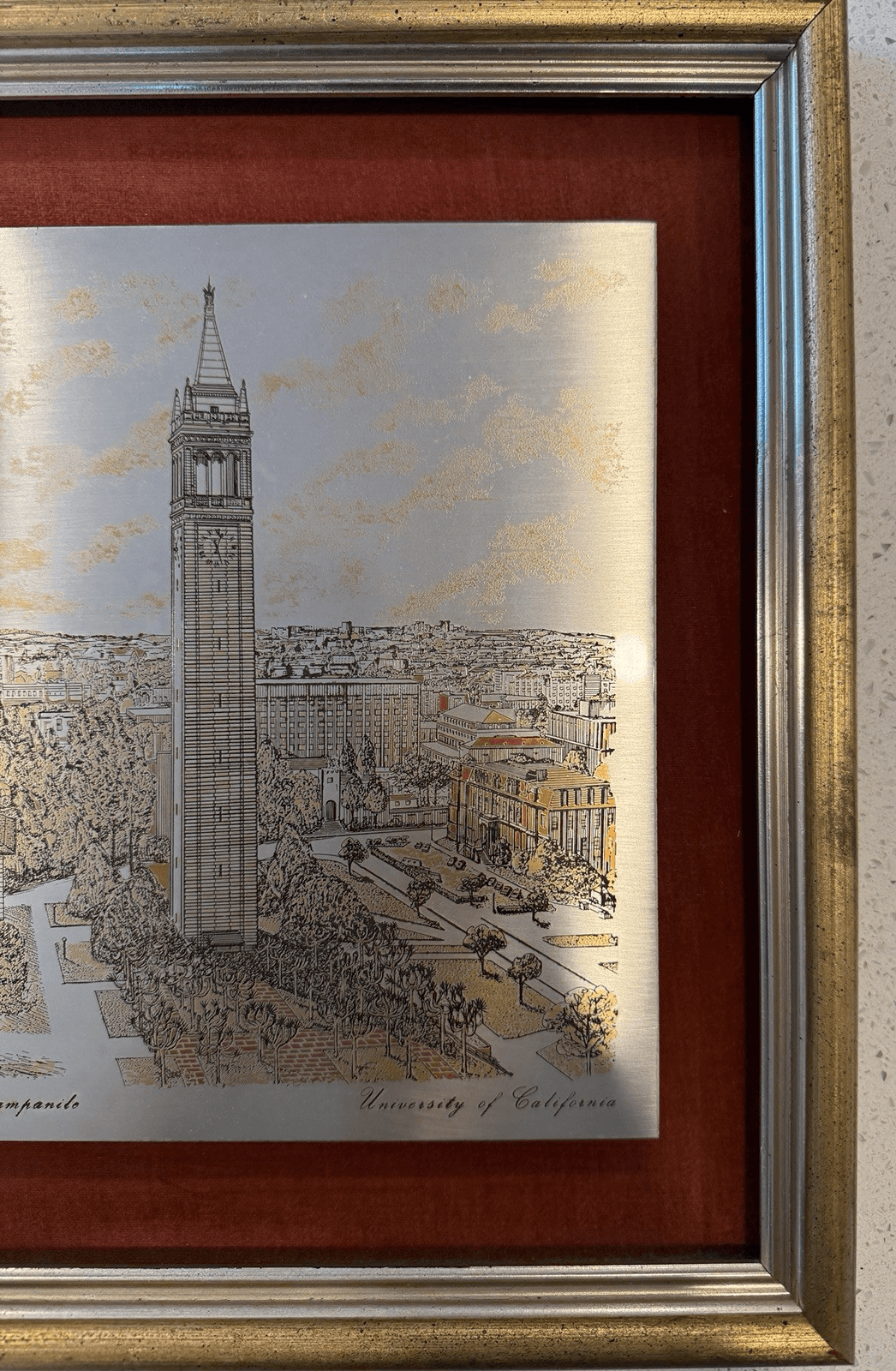 Vintage Reed & Barton Damascene Etching of UC Berkeley's Campanile - Thumbnail 3