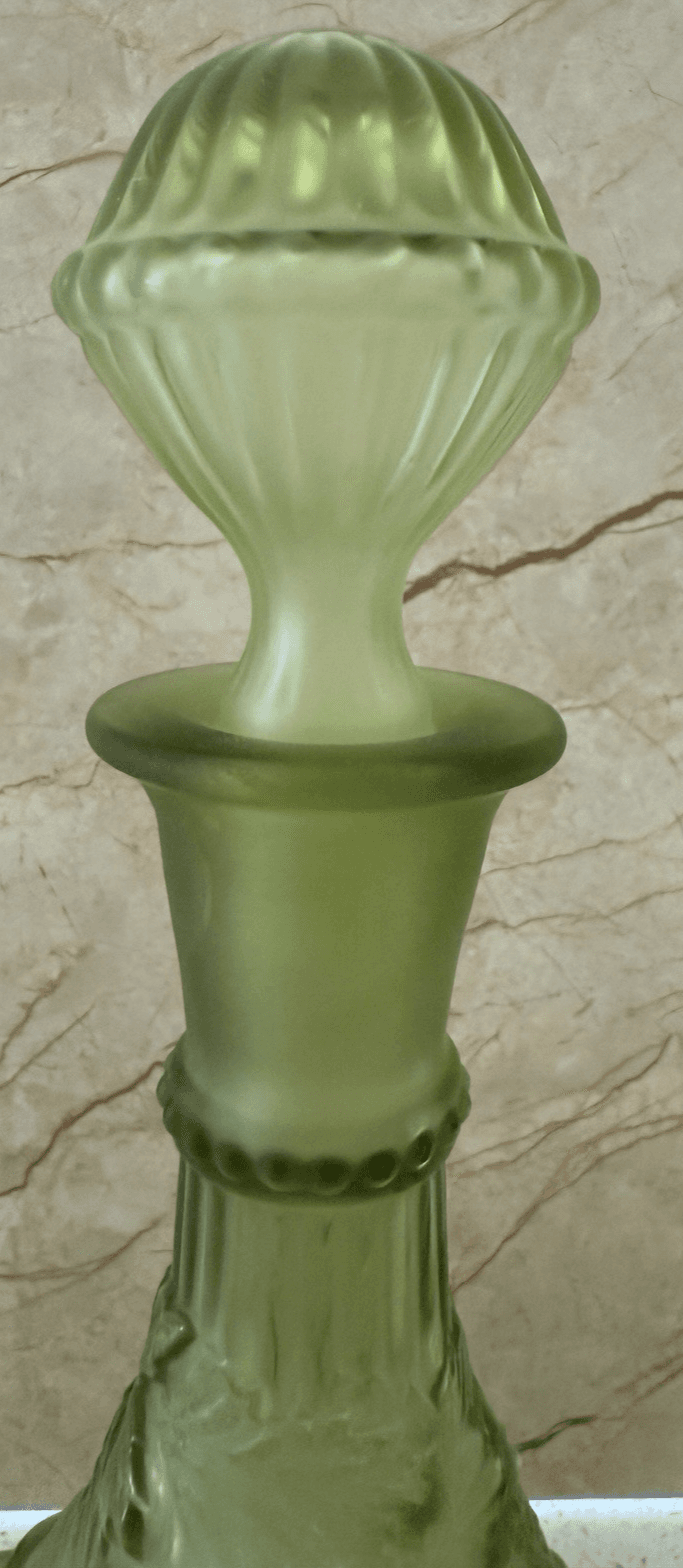 Vintage Imperial Glass 'Grape Verde' Decanter and Cordial Glass Set, Estate Find - Thumbnail 4