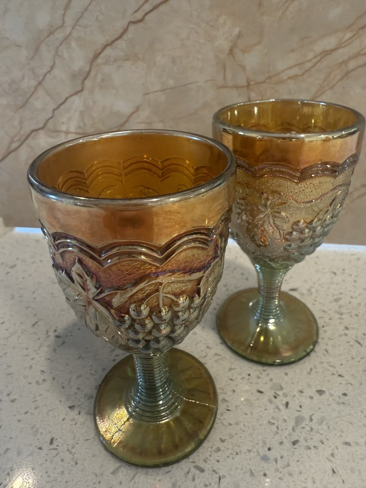 Vintage Iridescent Carnival Grape Cordial Glasses - Set of 2 - Thumbnail 7