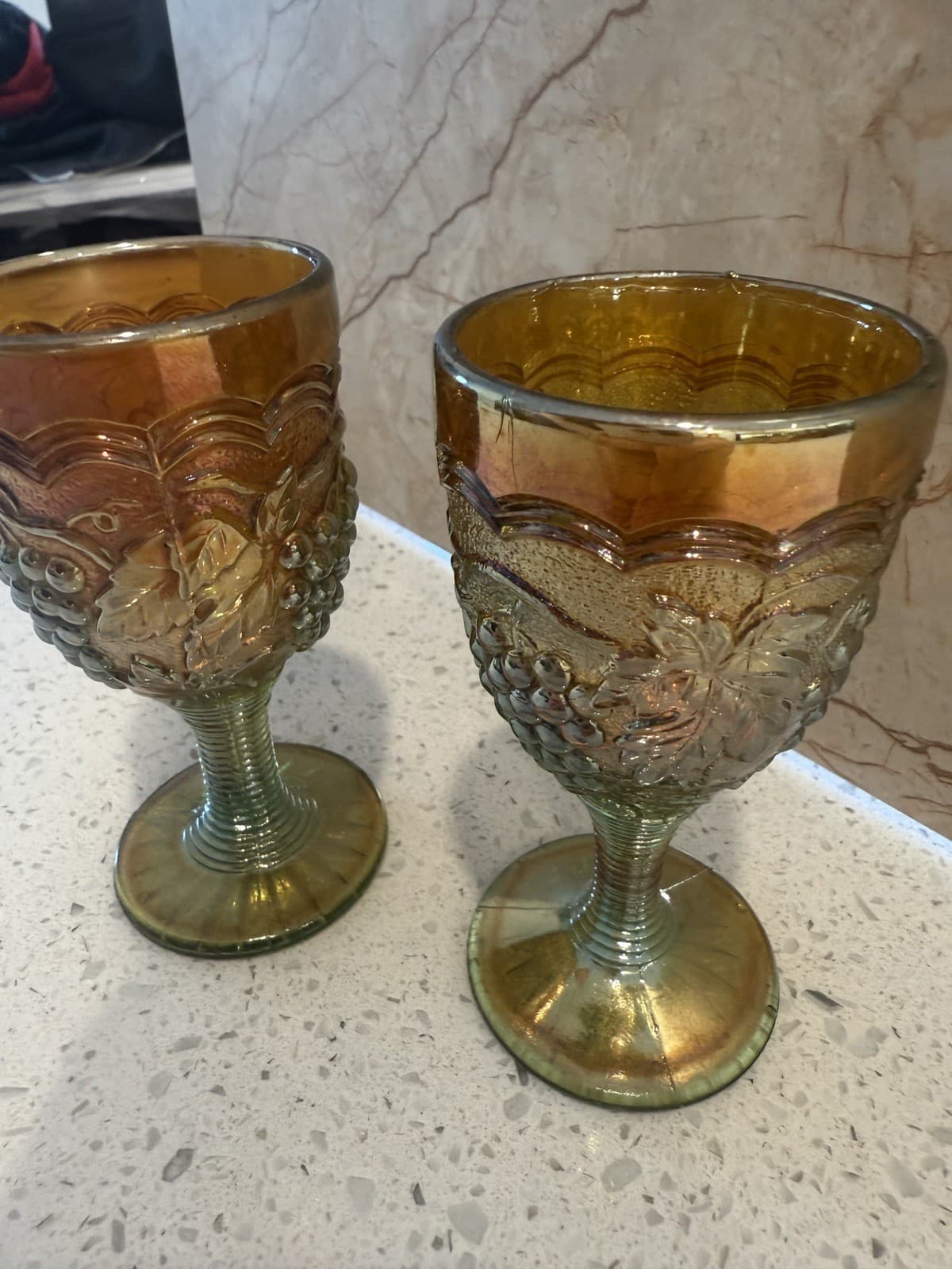 Vintage Iridescent Carnival Grape Cordial Glasses - Set of 2 - Thumbnail 2