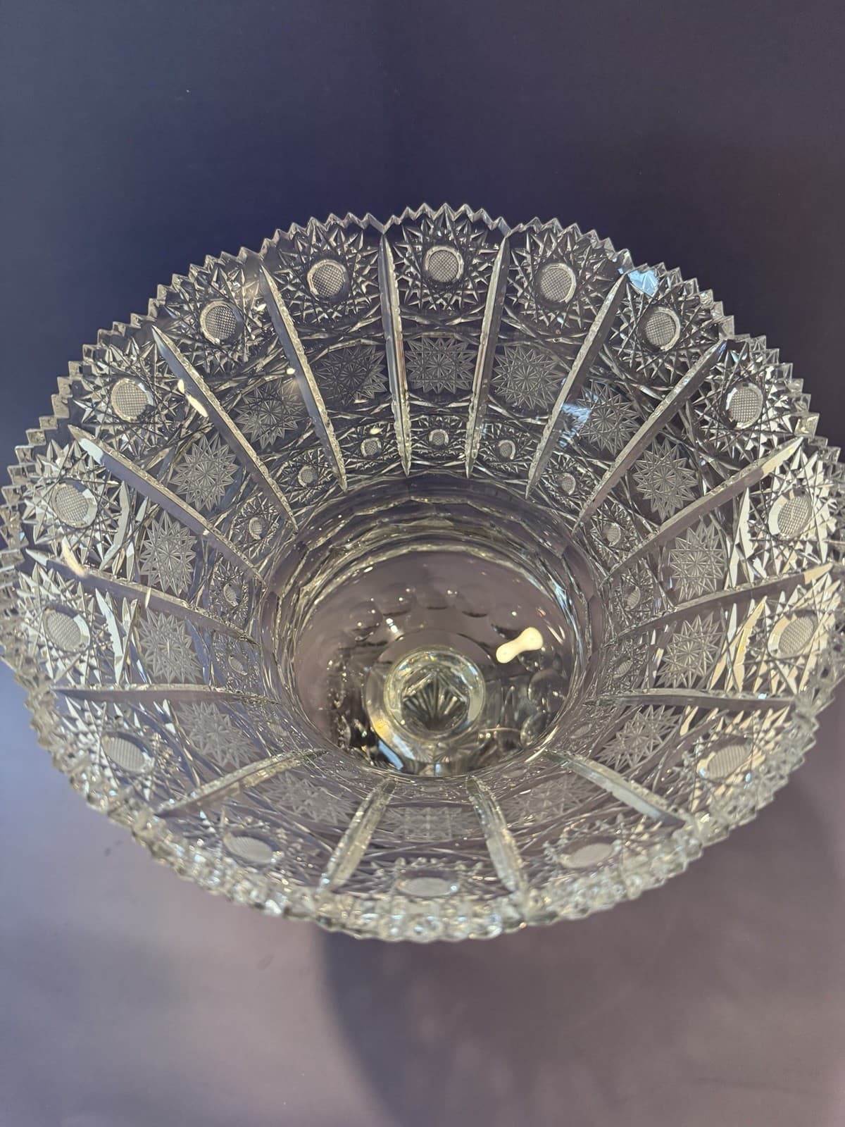Vintage Cut Crystal Footed Vase - Thumbnail 3