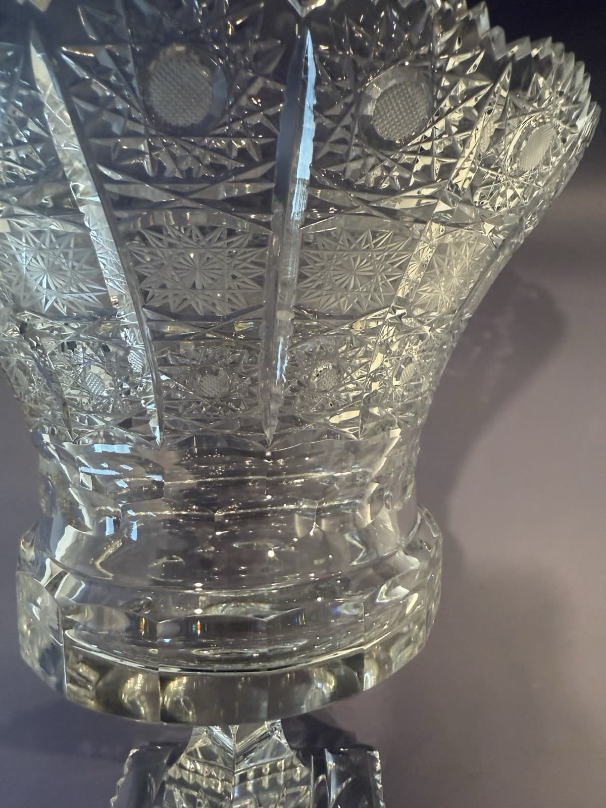 Vintage Cut Crystal Footed Vase - Thumbnail 9