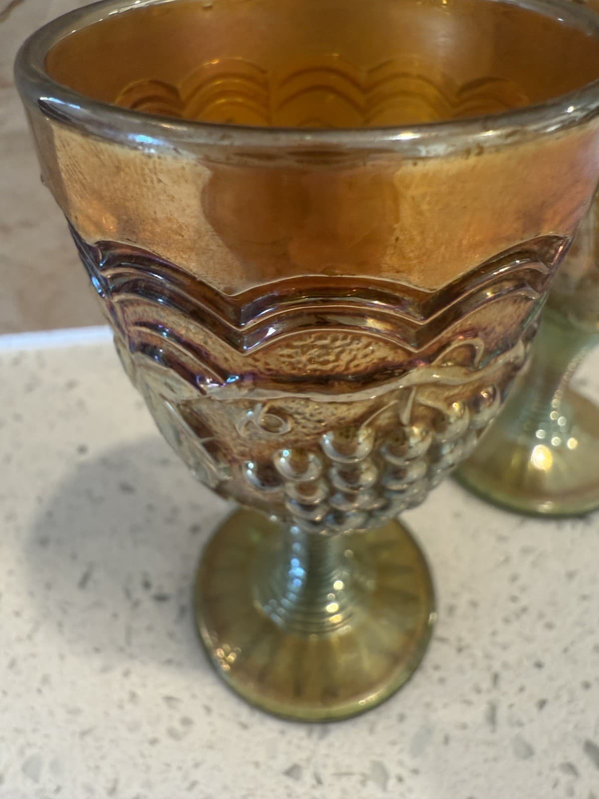 Vintage Iridescent Carnival Grape Cordial Glasses - Set of 2 - Thumbnail 5