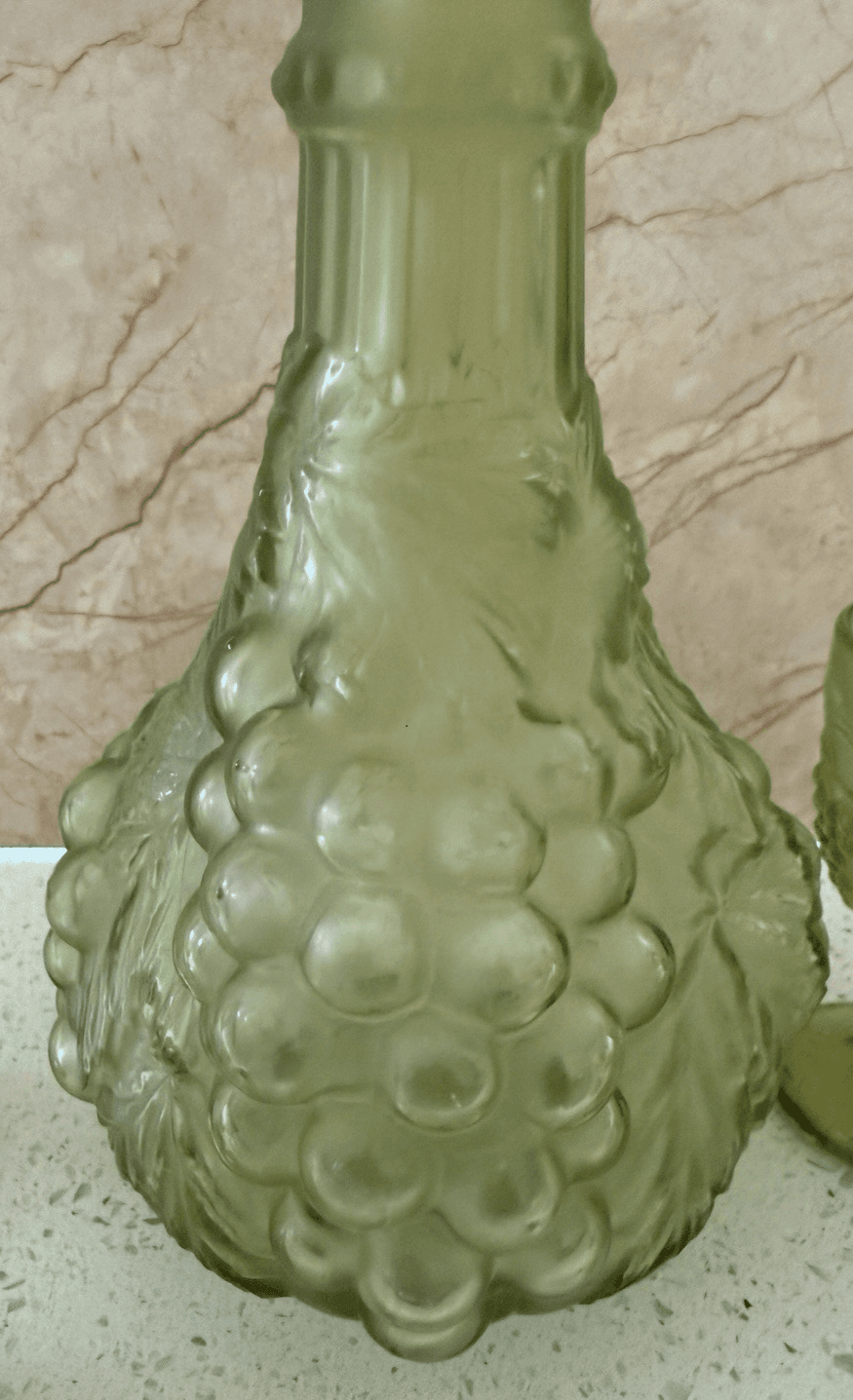 Vintage Imperial Glass 'Grape Verde' Decanter and Cordial Glass Set, Estate Find - Thumbnail 3