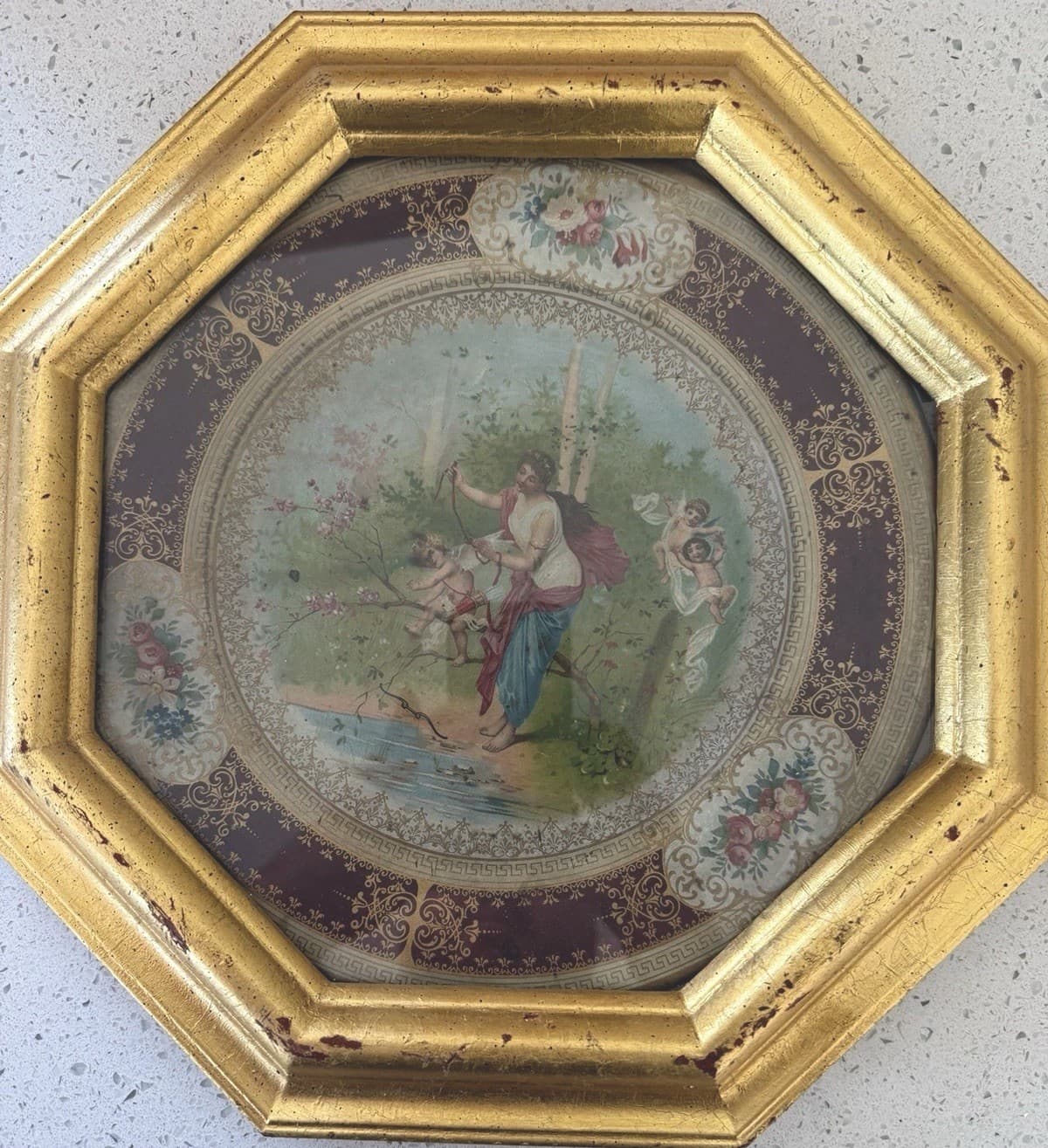 Antique Vienna Art Plate with Decorative Frame
