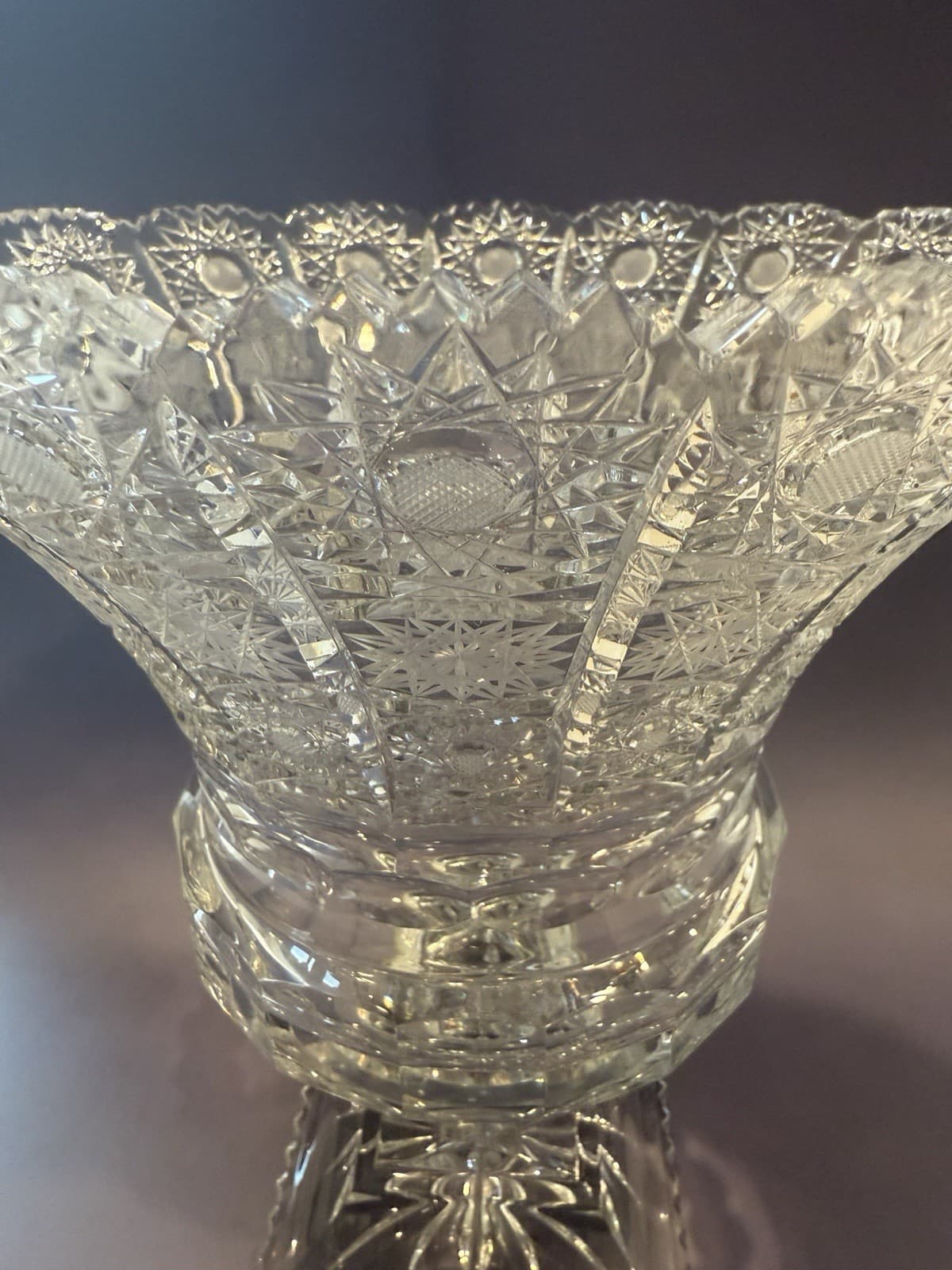 Vintage Cut Crystal Footed Vase - Thumbnail 2