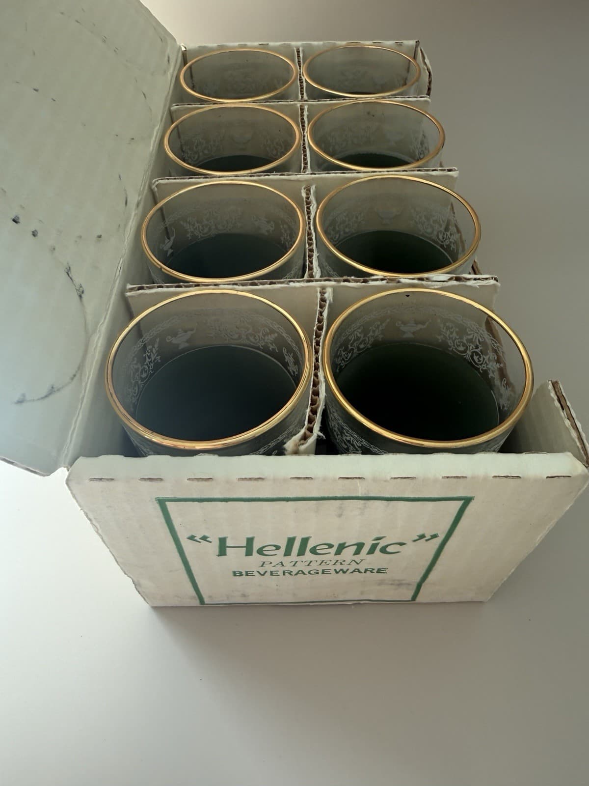 Vintage Hellenic Pattern 6 oz. Juice Glasses (Set of 8) - Thumbnail 3