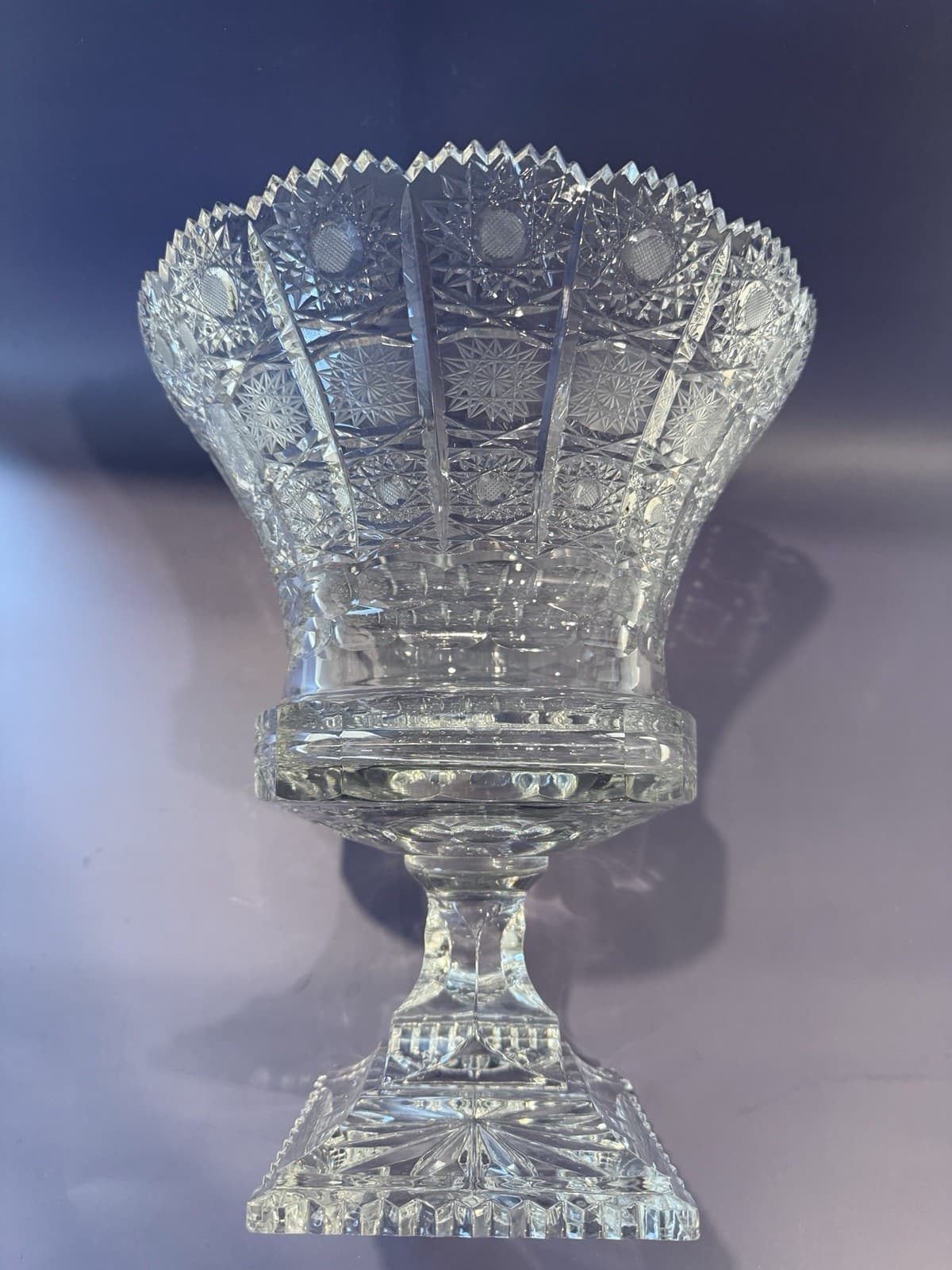 Vintage Cut Crystal Footed Vase - Thumbnail 7