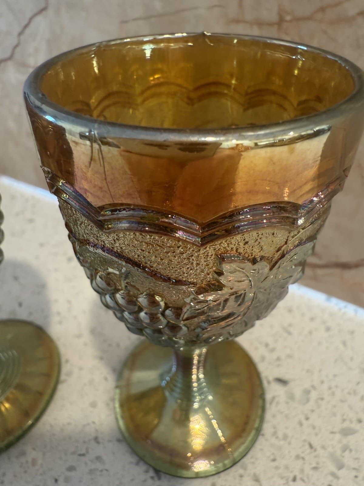 Vintage Iridescent Carnival Grape Cordial Glasses - Set of 2 - Thumbnail 3