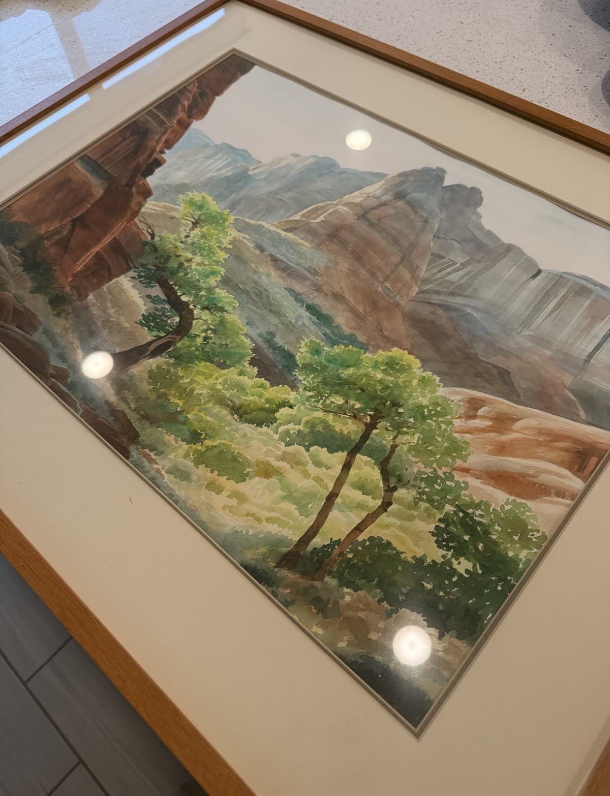 “Upper Forgotten Canyon” Watercolor by David Drummond 25x31 Framed Art - Thumbnail 5