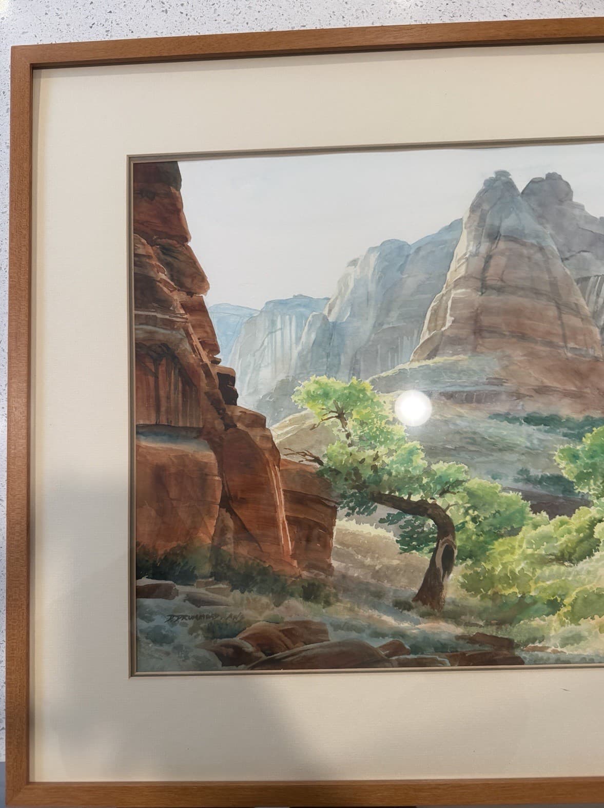 “Upper Forgotten Canyon” Watercolor by David Drummond 25x31 Framed Art - Thumbnail 3