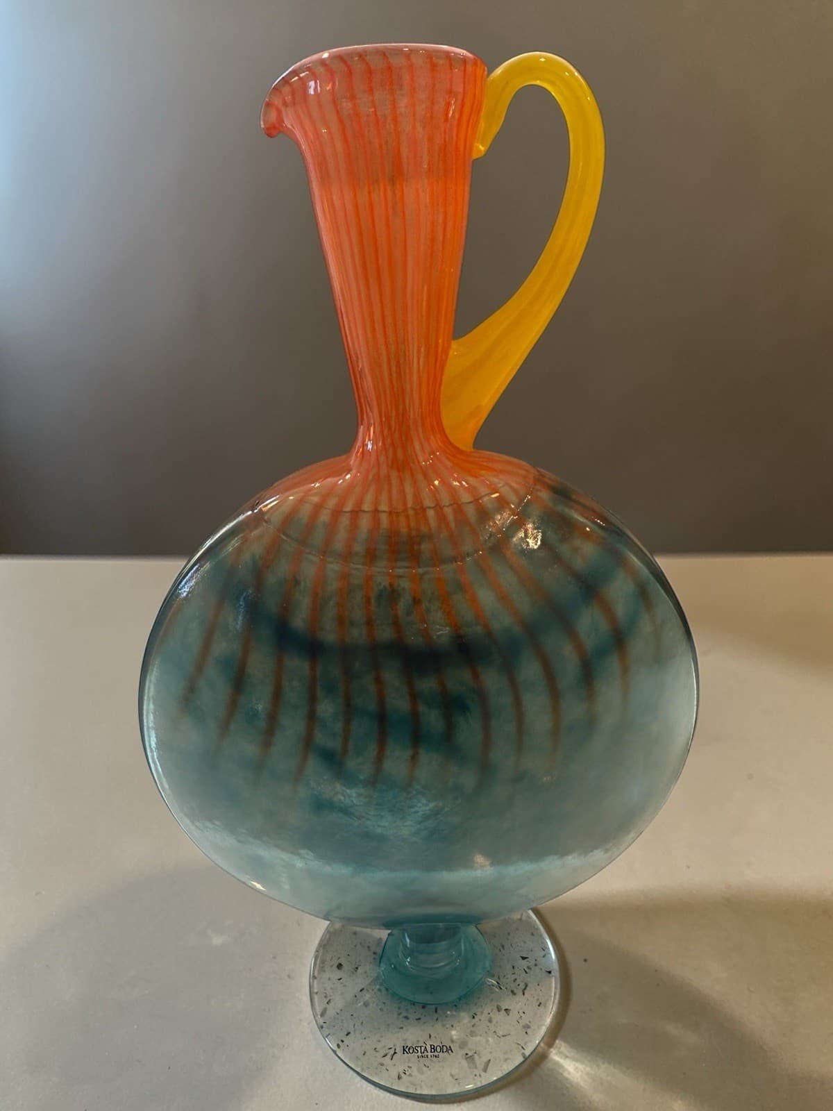Kosta Boda "Bon Bon" Art Glass Ewer Jug by Kjell Engman, Estate Find