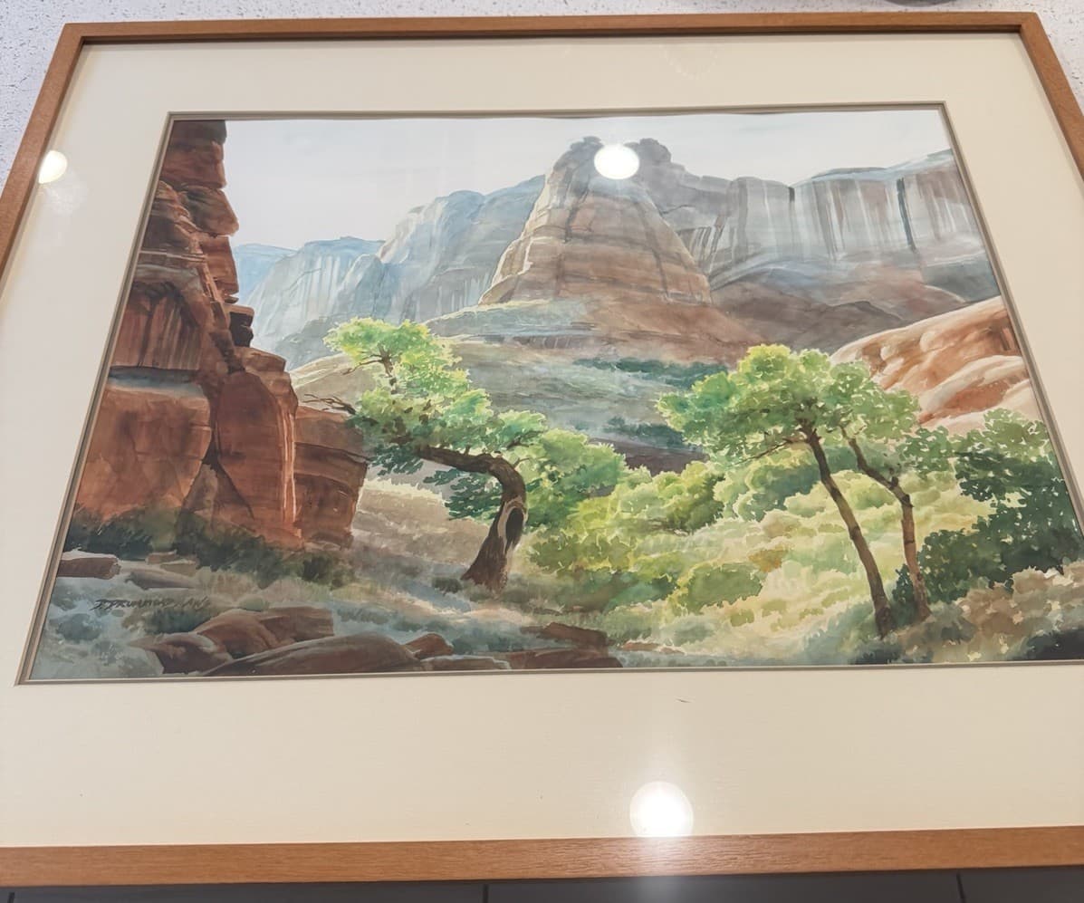 “Upper Forgotten Canyon” Watercolor by David Drummond 25x31 Framed Art - Thumbnail 2