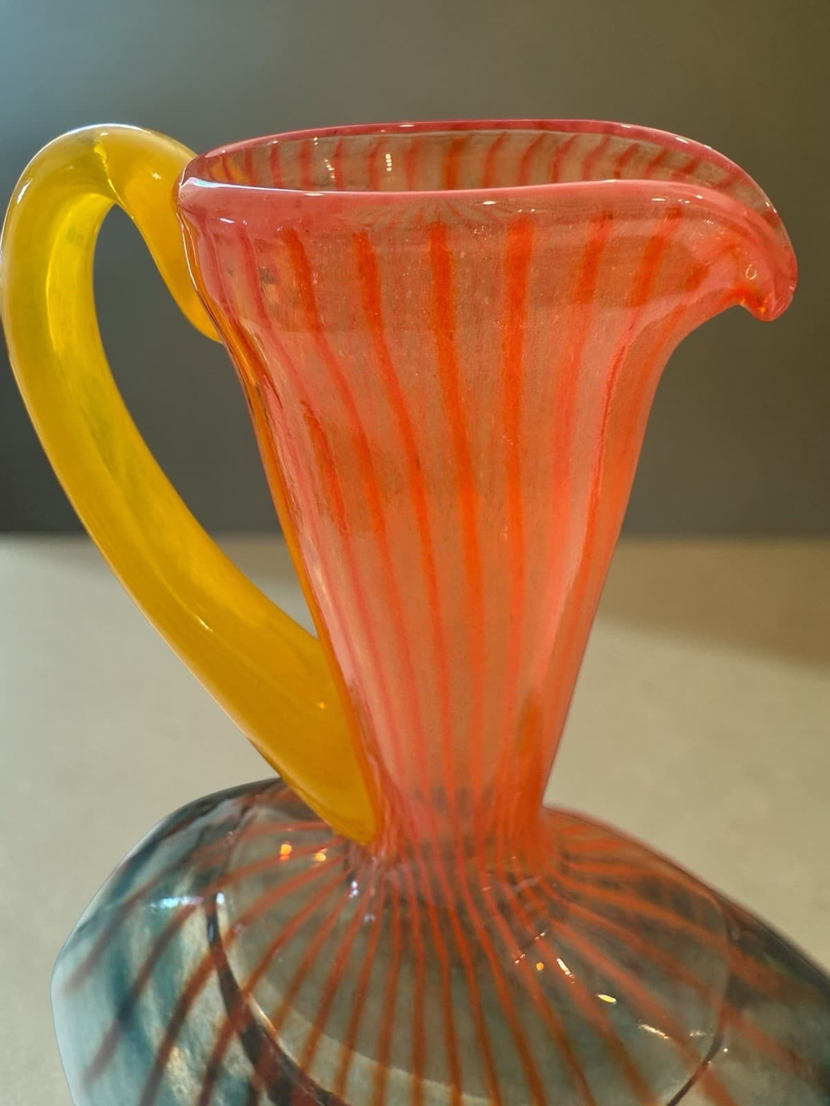 Kosta Boda "Bon Bon" Art Glass Ewer Jug by Kjell Engman, Estate Find - Thumbnail 6