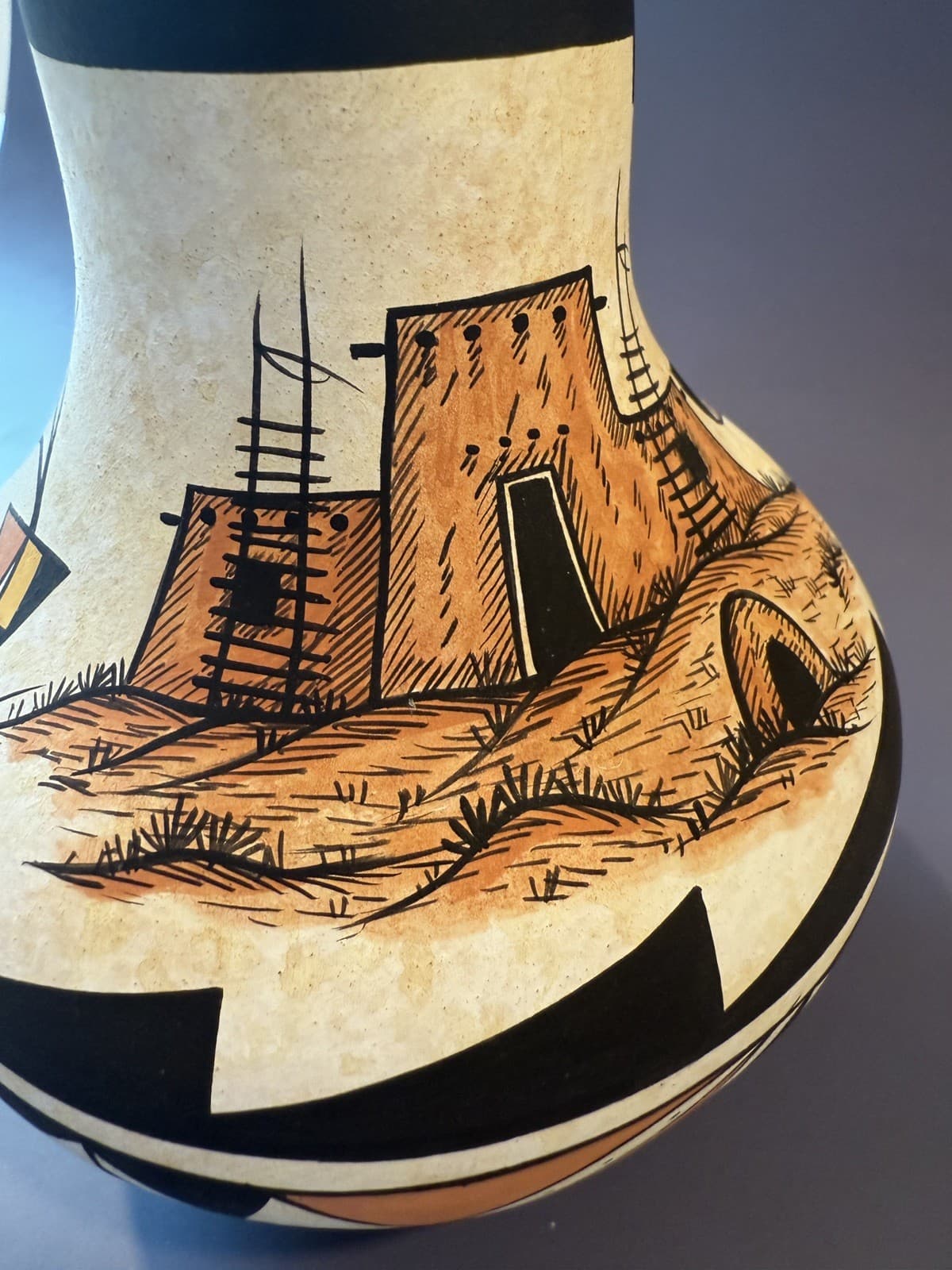 Pueblo Kiva Pottery Vase Vintage Native American, Signed - Thumbnail 6