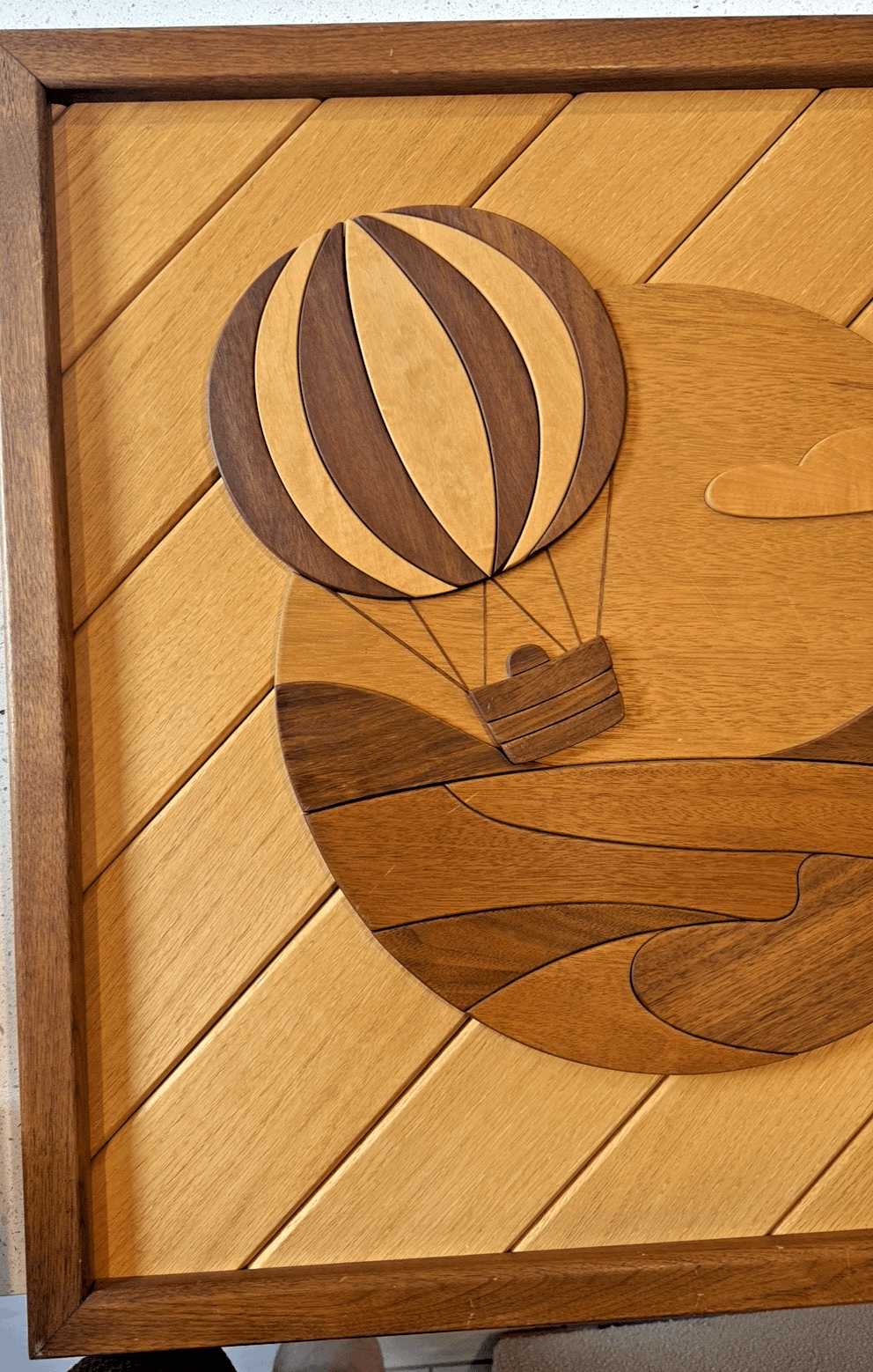 Vintage Dave Criner Limited Edition Wood Inlay Hot Air Balloon Handmade Artwork - Thumbnail 2