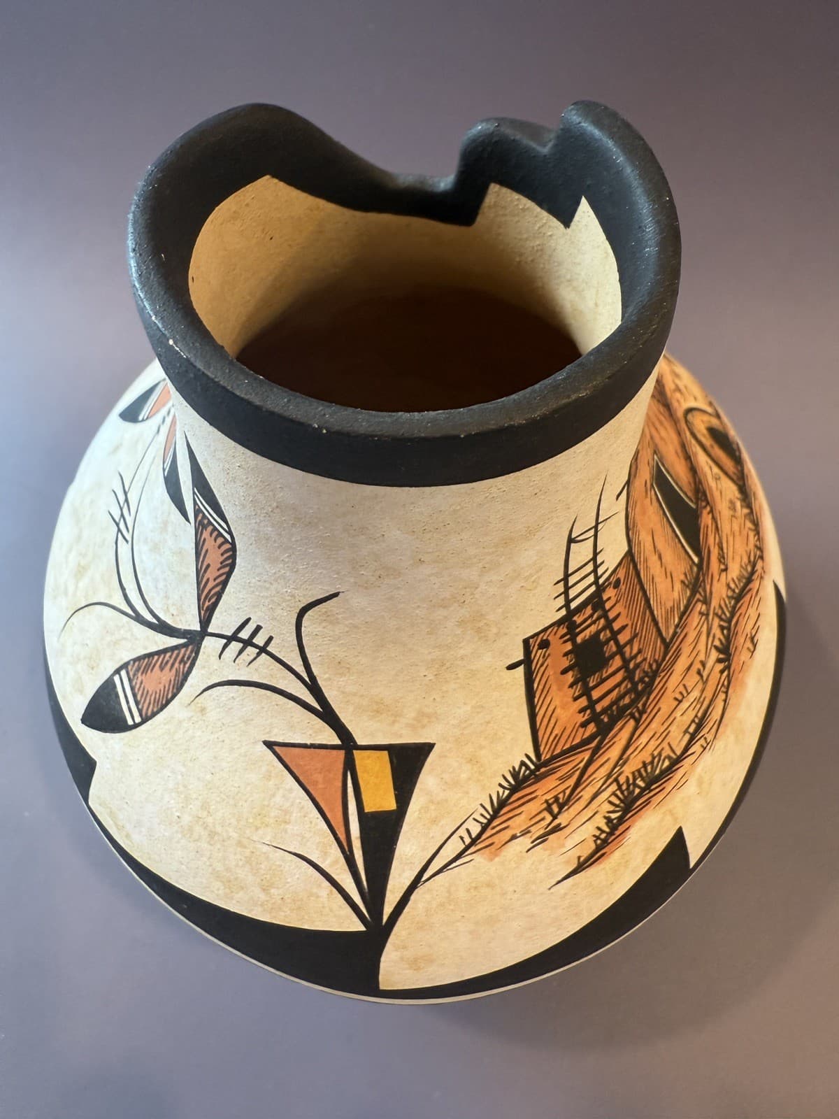 Pueblo Kiva Pottery Vase Vintage Native American, Signed - Thumbnail 5