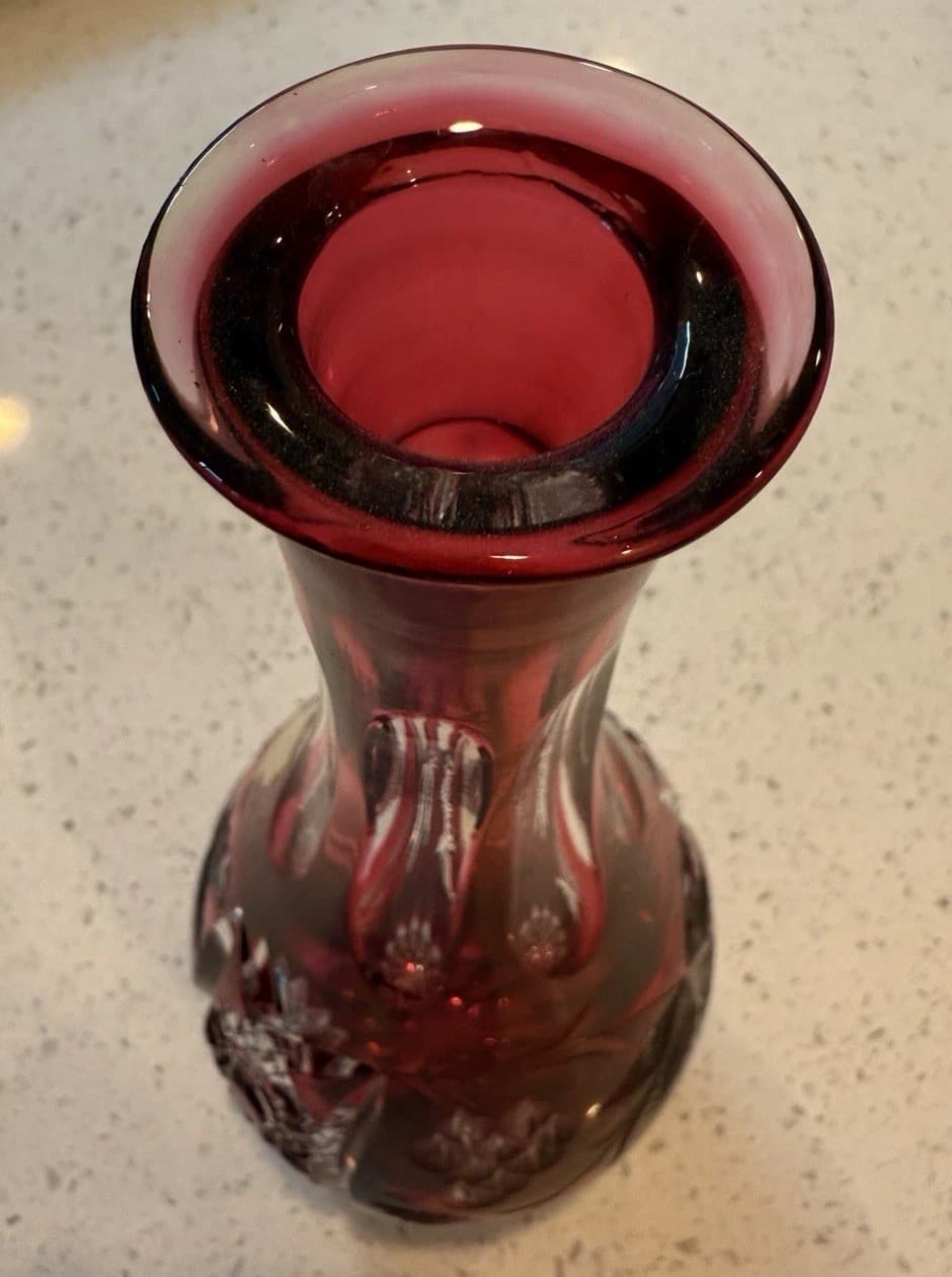 Vintage Imperlux Red Leaded Crystal Decanter - Thumbnail 6