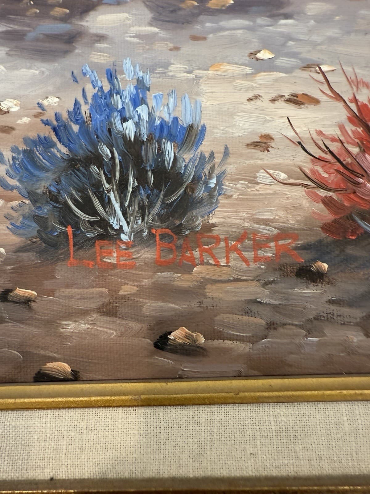 Lee Barker Buffalo Soldier Original Oil Painting Signed, Estate Find - Thumbnail 5