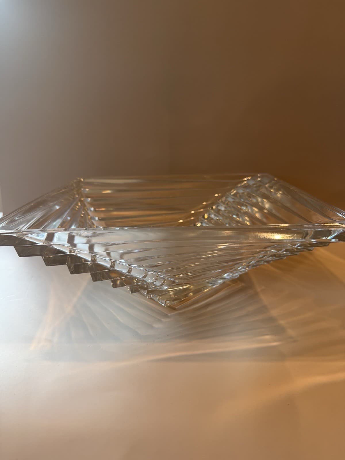 Vintage J.G. Durand Art Deco Style Geometric Crystal Bowl