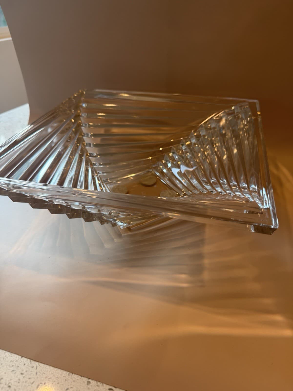 Vintage J.G. Durand Art Deco Style Geometric Crystal Bowl - Thumbnail 2