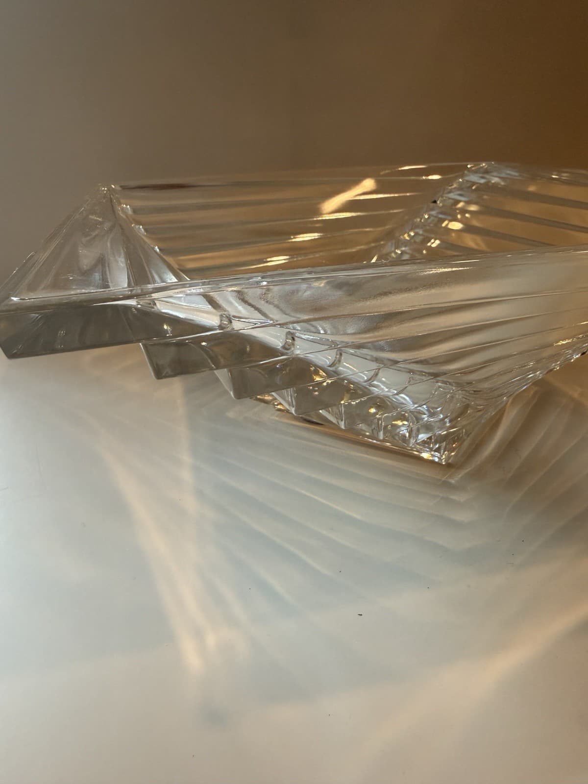 Vintage J.G. Durand Art Deco Style Geometric Crystal Bowl - Thumbnail 5