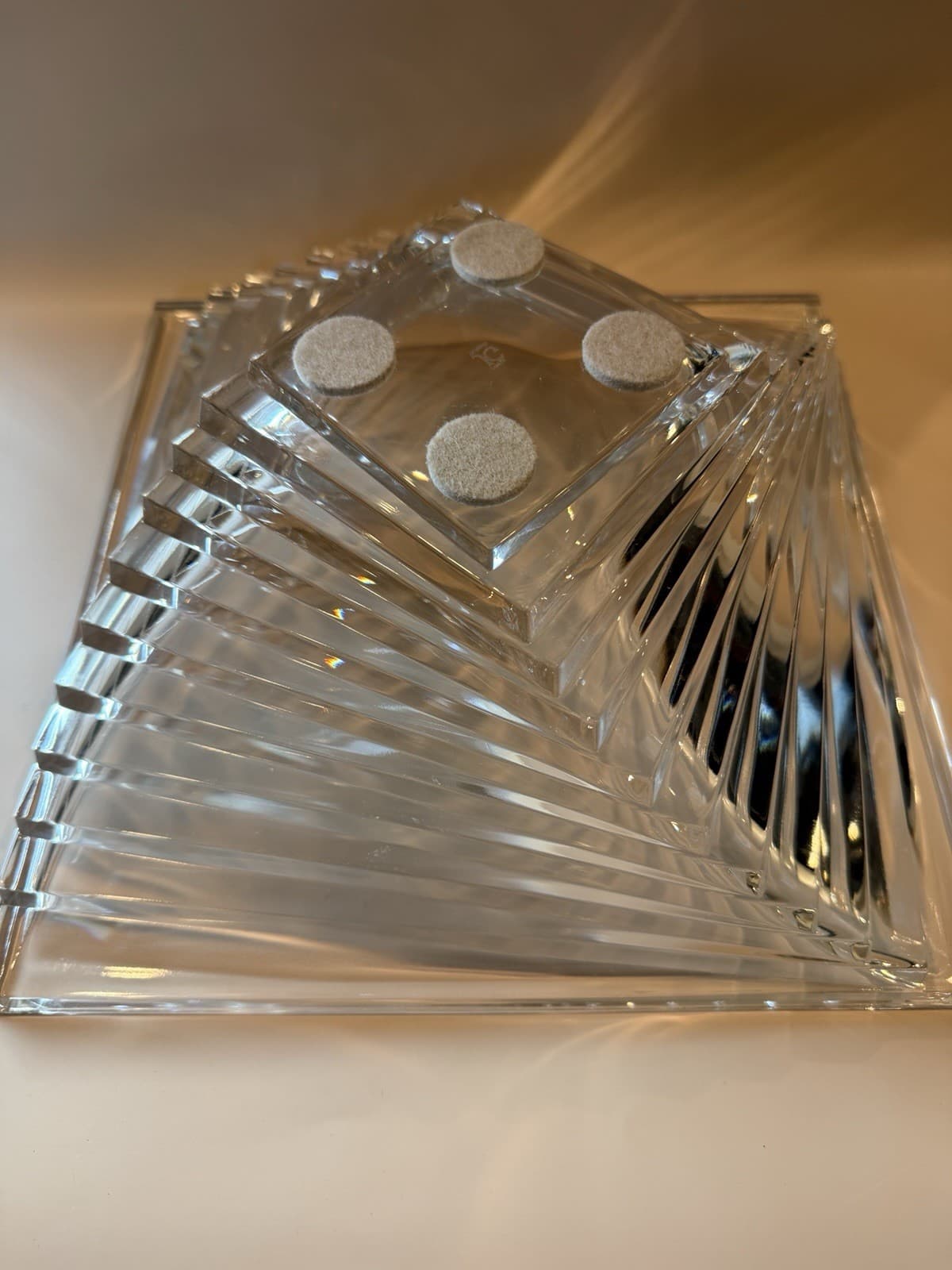 Vintage J.G. Durand Art Deco Style Geometric Crystal Bowl - Thumbnail 10