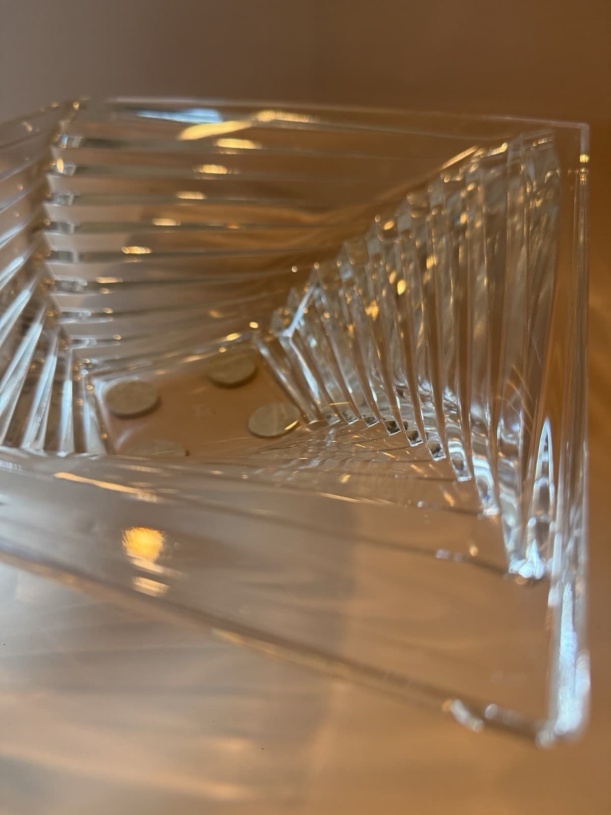 Vintage J.G. Durand Art Deco Style Geometric Crystal Bowl - Thumbnail 3
