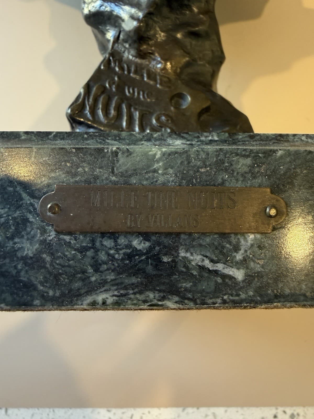 Vintage Bronze Bust Sculpture "Mlle et une Nuits" by Emmanuel Villanis - Thumbnail 12