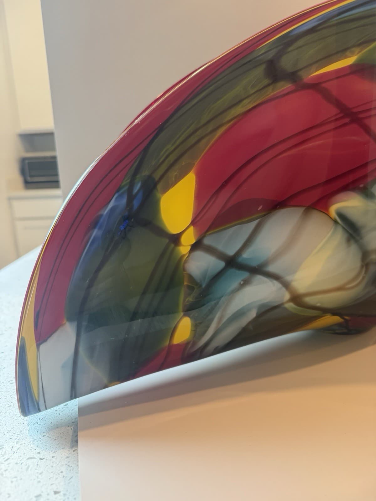 Large Murano Style Art Glass Folded Multicolor Centerpiece - Thumbnail 8