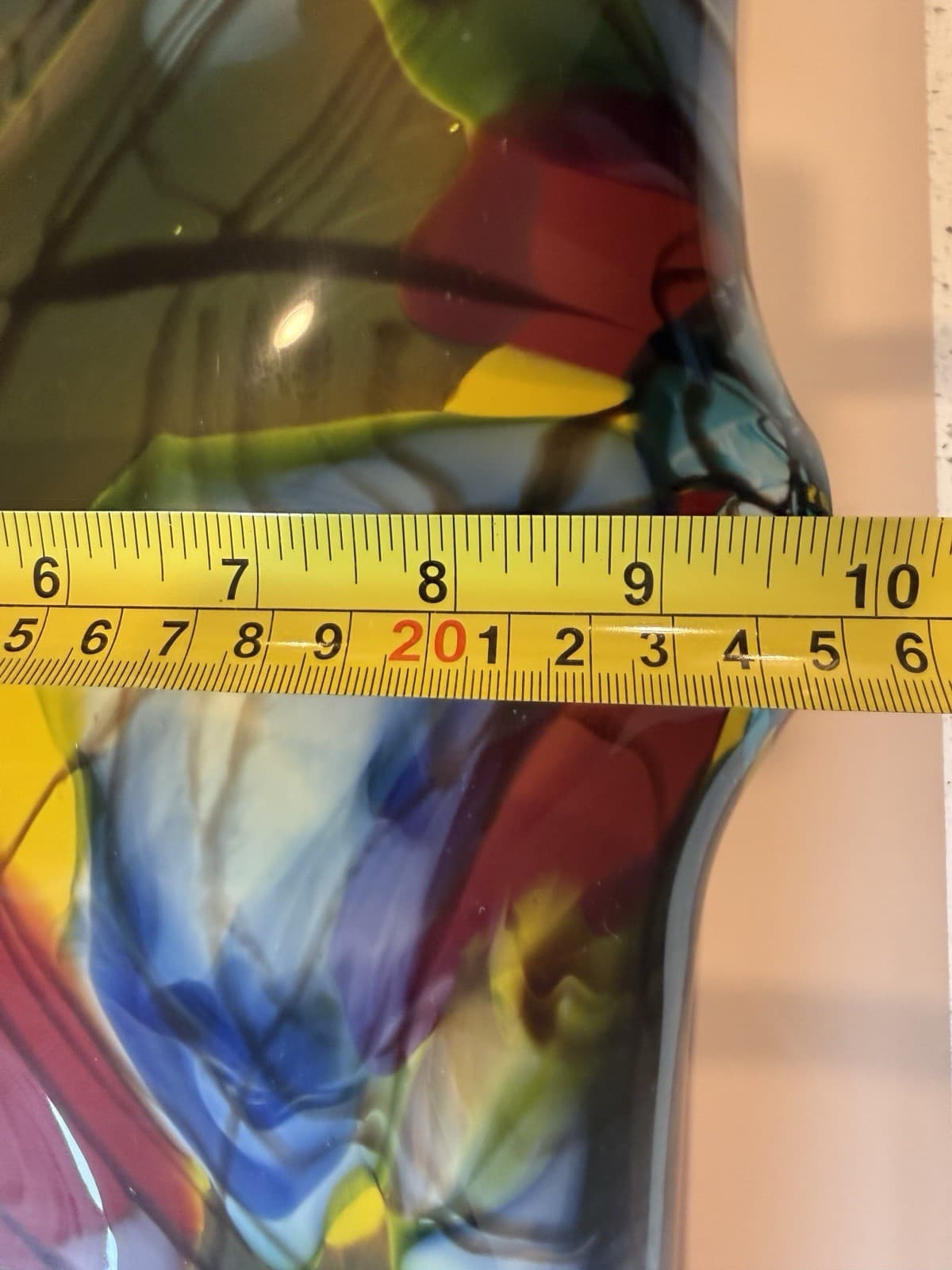 Large Murano Style Art Glass Folded Multicolor Centerpiece - Thumbnail 18