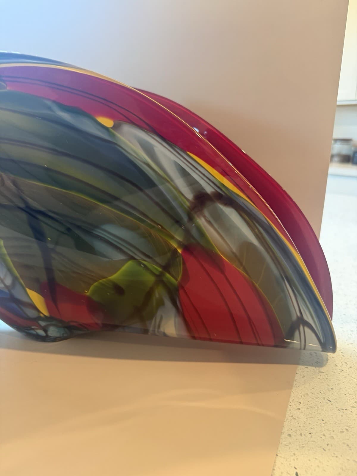 Large Murano Style Art Glass Folded Multicolor Centerpiece - Thumbnail 12