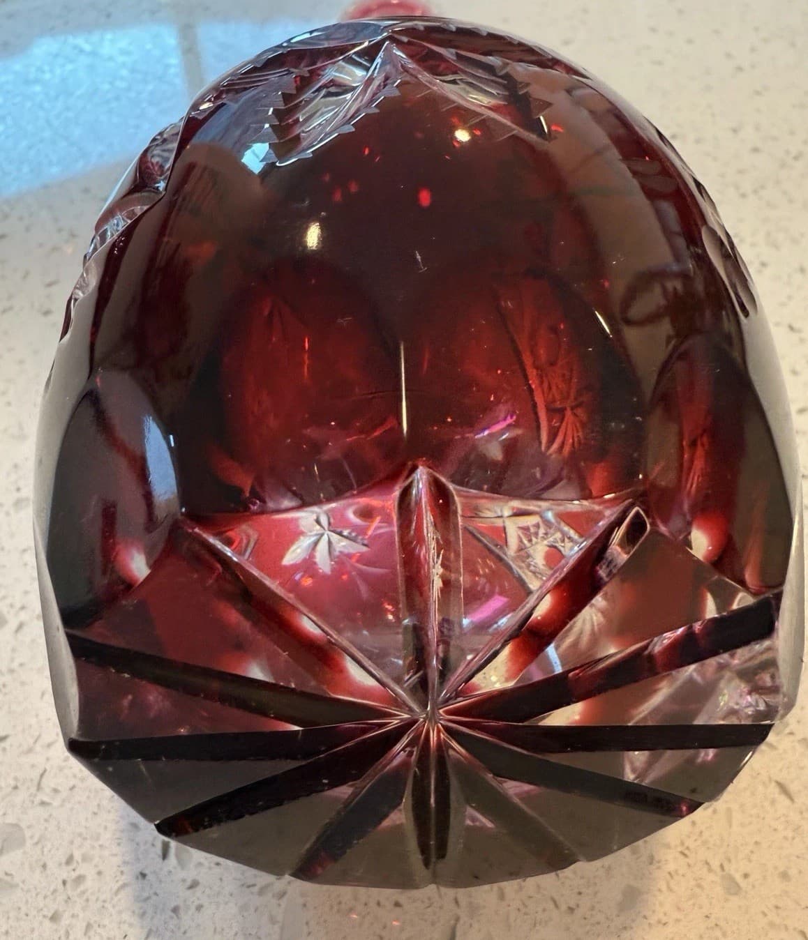 Vintage Imperlux Red Leaded Crystal Decanter - Thumbnail 7
