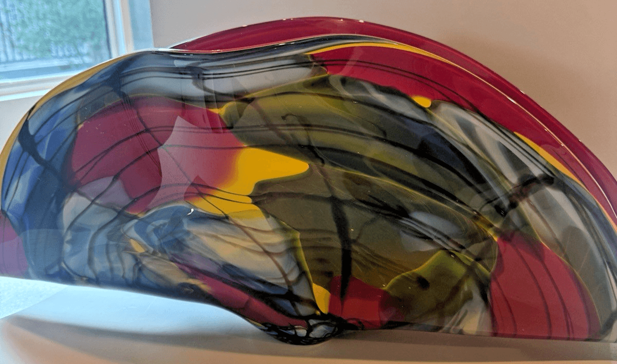 Large Murano Style Art Glass Folded Multicolor Centerpiece - Thumbnail 11