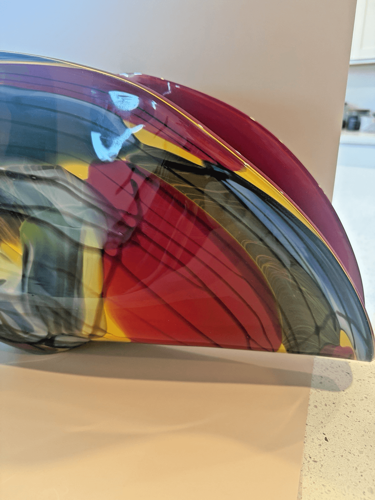 Large Murano Style Art Glass Folded Multicolor Centerpiece - Thumbnail 4
