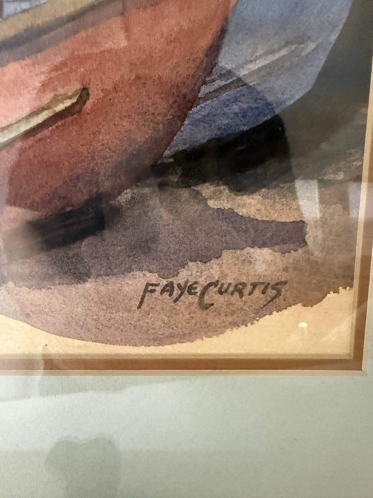 Vintage Beach Scene Watercolor Painting by Faye Curtis - Thumbnail 5