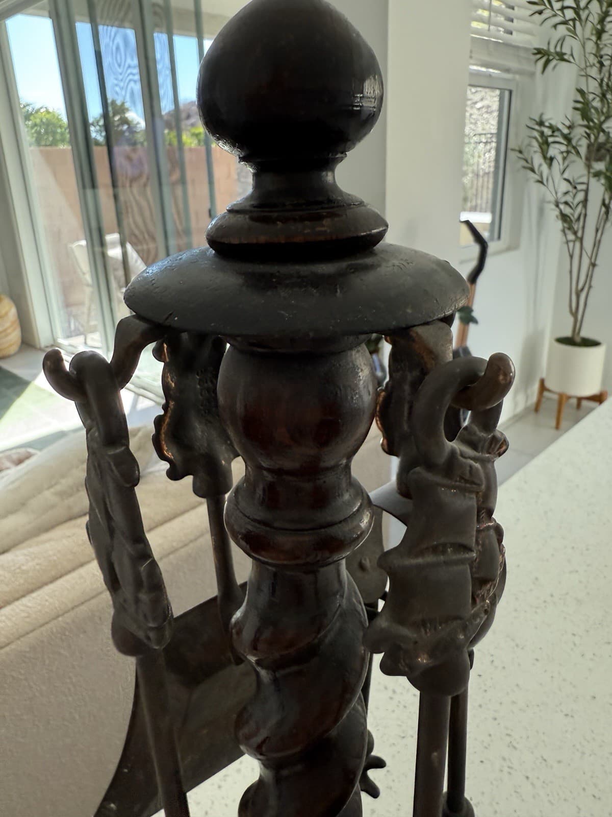 Vintage Wood and Metal Fireplace Tool Set - Thumbnail 8