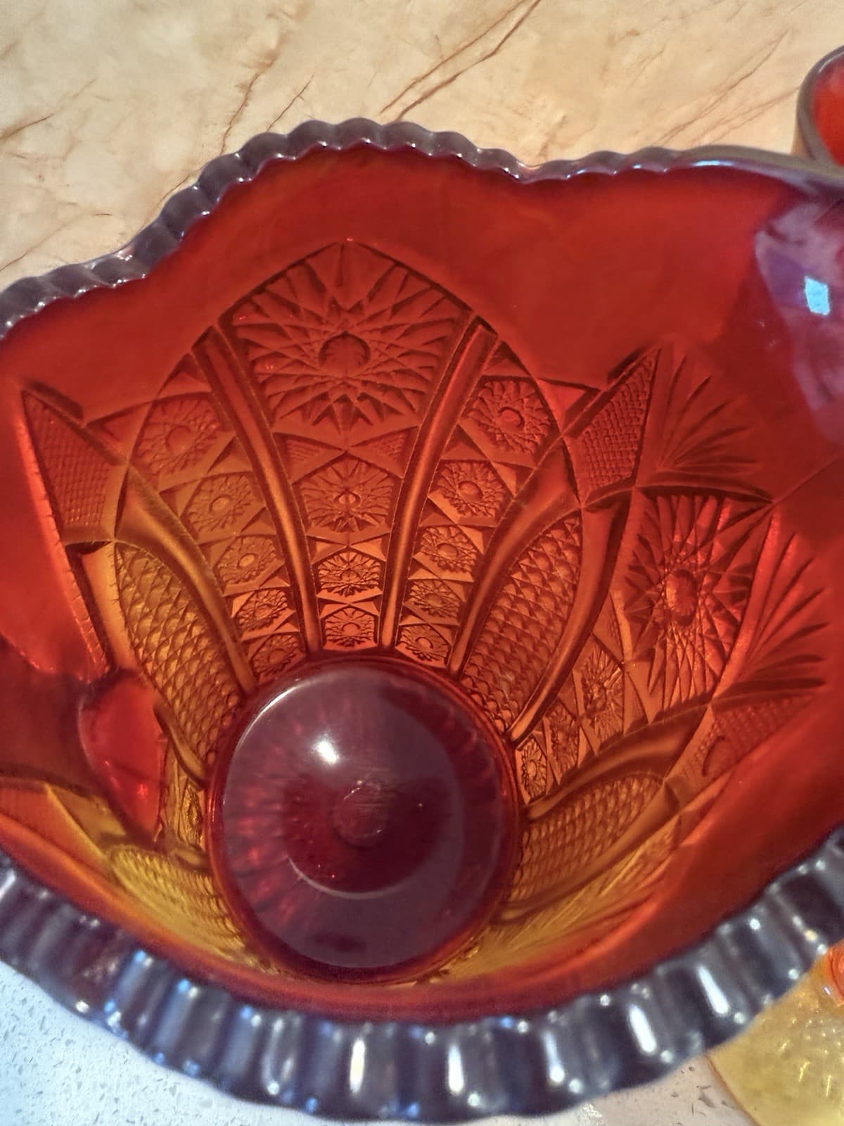Indiana Glass Company Ruby Red Carnival Glass Pitcher and Four Goblets - Thumbnail 9