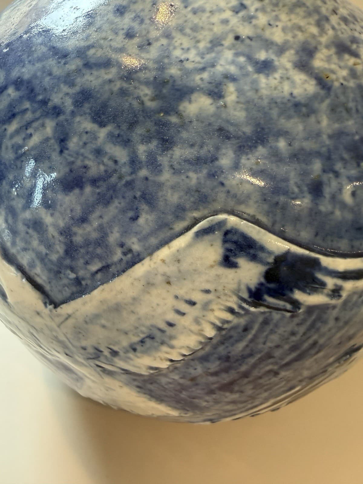 David and Esther Landis Signed Blue Ceramic Vase - Thumbnail 5