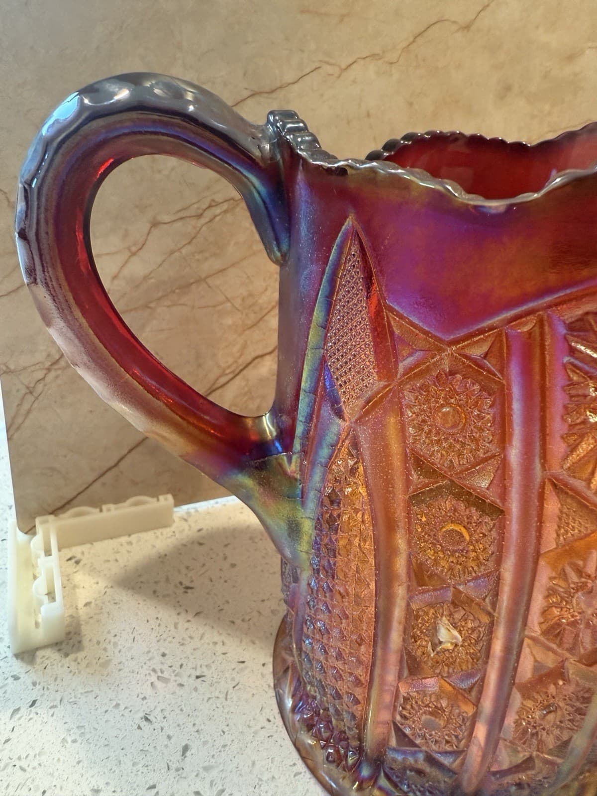 Indiana Glass Company Ruby Red Carnival Glass Pitcher and Four Goblets - Thumbnail 10