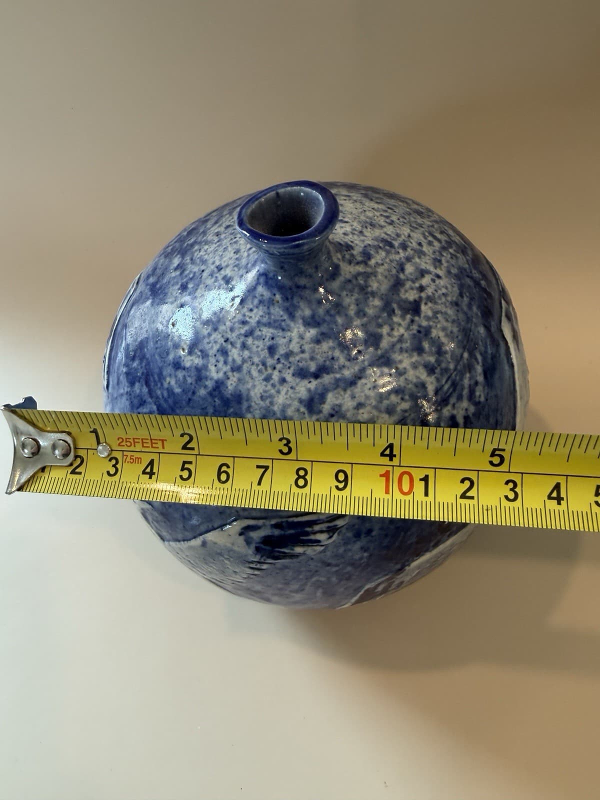 David and Esther Landis Signed Blue Ceramic Vase - Thumbnail 9