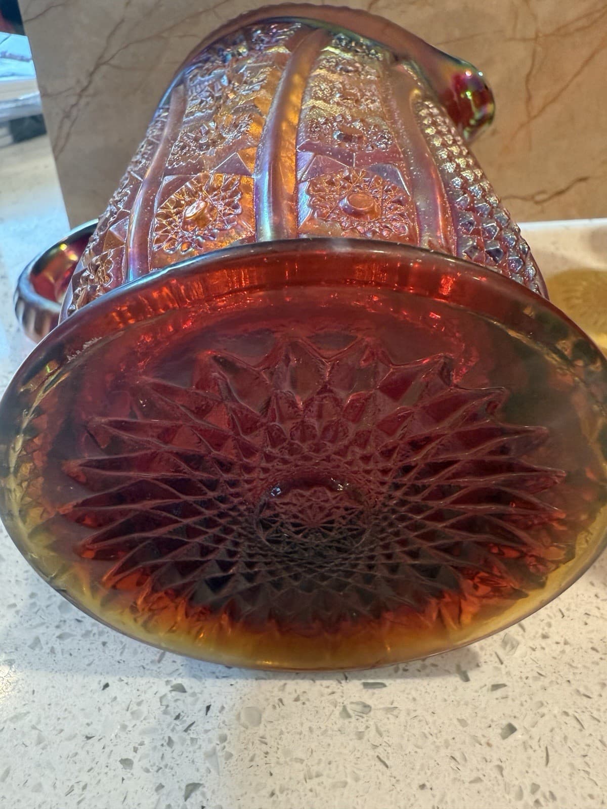 Indiana Glass Company Ruby Red Carnival Glass Pitcher and Four Goblets - Thumbnail 11