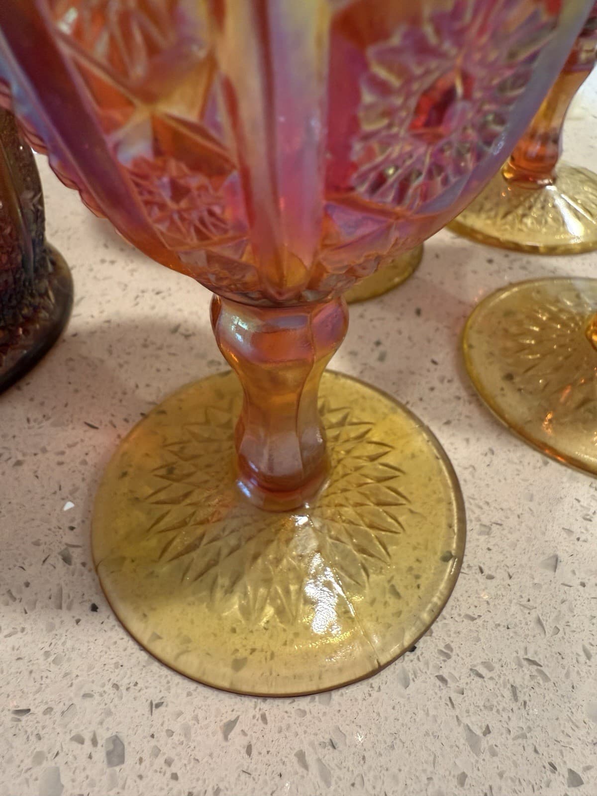 Indiana Glass Company Ruby Red Carnival Glass Pitcher and Four Goblets - Thumbnail 6