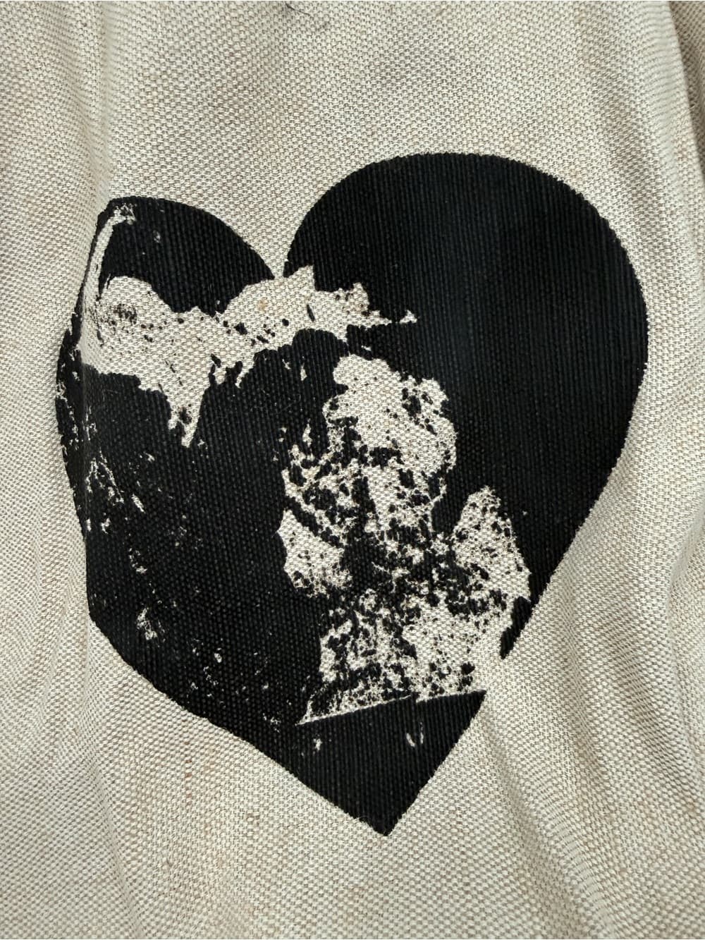 Canvas Tote with Distressed Michigan Heart Print - Thumbnail 2