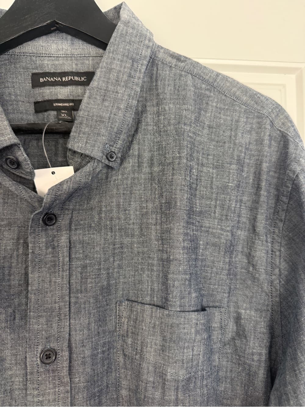 Banana Republic Heathered Light Blue Button-Up Shirt - Thumbnail 3